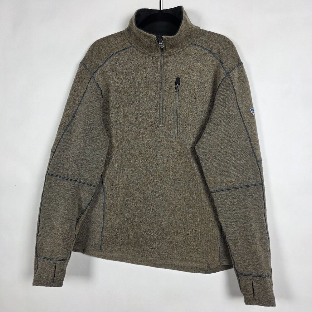 Kuhl Interceptr Fleece 1/4 Zip Mens Large Long Sleeve Brown Pullover Sweater